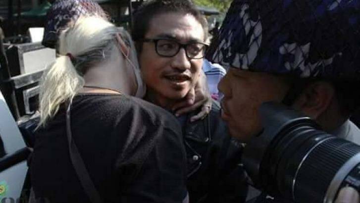 Nyi Nyi Lwin, known as Gambira, was arrested on Wednesday evening at a hotel in Thailand. His wife posted the photos on Facebook asking people to pray for him. Photo: Facebook