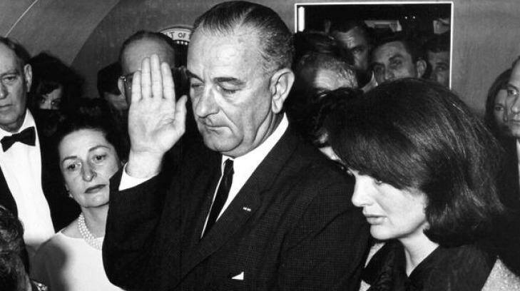 Lyndon B Johnson is sworn-in as 36th President of the United States Photo: JFK Library