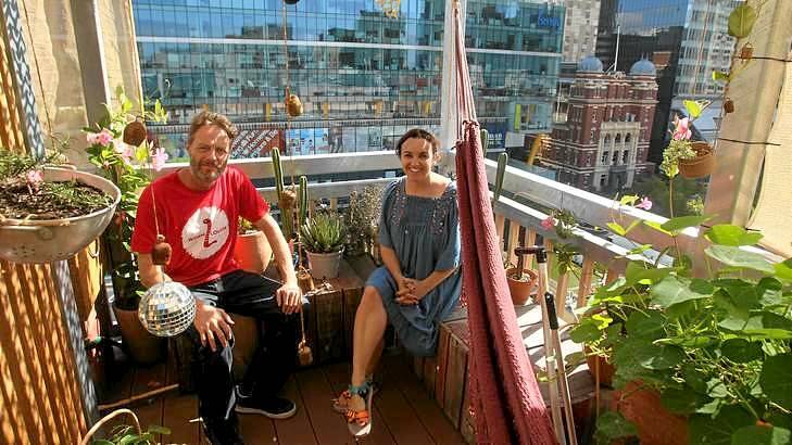 Richard Thomas and Kathy Reed in a corner of the roof garden at Mesa Verde restaurant. Photo: Ken Irwin