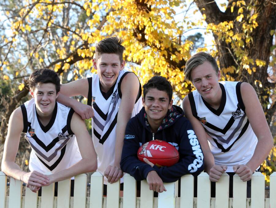 Ben Kelly, Jacob Koschitzke, Jaara Moran and Aidan Johnson have all been selected to play in the All Schools under-15 state team at Geelong next month. Picture: PETER MERKESTEYN
