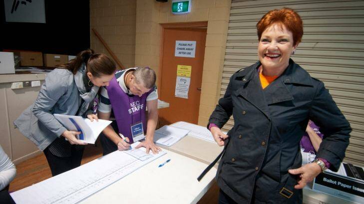 Pauline Hanson claimed third position in Queensland's Senate allocation. Photo: Robert Shakespeare