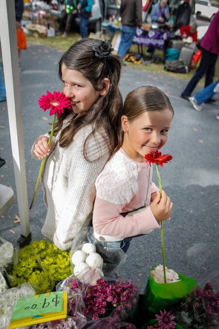 Indigo Valley sisters Kayla, 10, and Ebony Proctor, 8, were at the markets. Picture: DYLAN ROBINSON