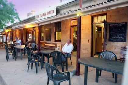 Visitors and locals enjoying an afternoon drinks at The Family Hotel in Tibooburra, NSW. Photo: Quentin Jones