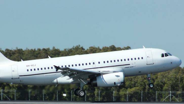Chartered aircraft used to transport immigration detainees to Christmas Island. Photo: SUPPLIED