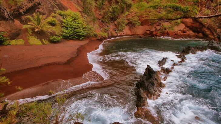 A red sand beach at Kaihalulu, east Maui, Hawaii Red. Photo: 123RF