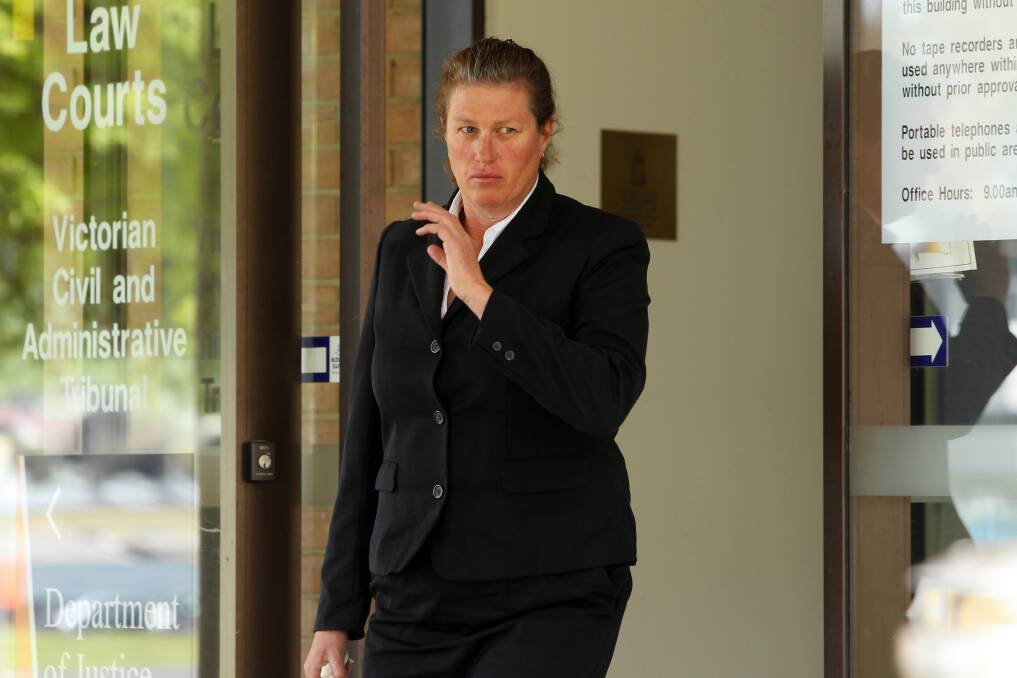 Linda Dudderidge leaves Wodonga court after the settlement of her claim against Wodonga hospital.