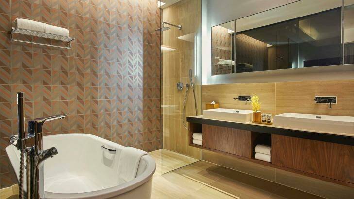 A bathroom at Oasia Hotel Downtown Singapore. Photo: Supplied