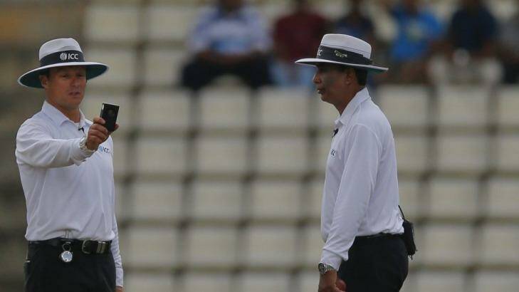 Umpires use a light meter at Kandy. Photo: Eranga Jayawardena