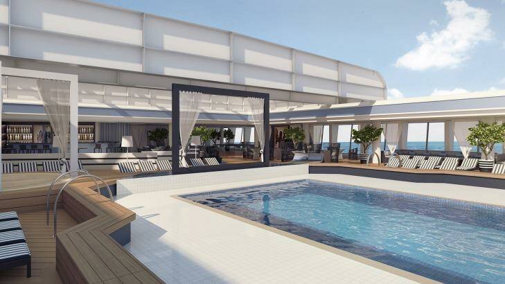 The high-end hotel experience you won't get on dry land: The pool on Pacific Aria and Eden.