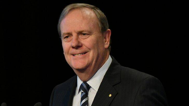 MELBOURNE, AUSTRALIA - MAY 16:  Peter Costello, Chairman of the Australian Future Fund is seen speaking at the Australian Shareholders' Association (ASA) National Conference at the Grand Hyatt Melbourne on May 16, 2017 in Melbourne, Australia.  (Photo by Vince Caligiuri/Fairfax Media) *** Local Caption *** Peter Costello