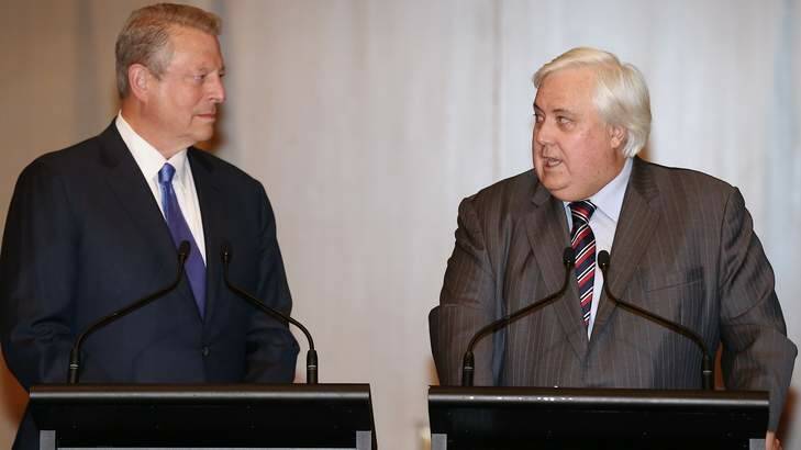Unlikely alliance: When Al Gore met Clive Palmer. Photo: Alex Ellinghausen