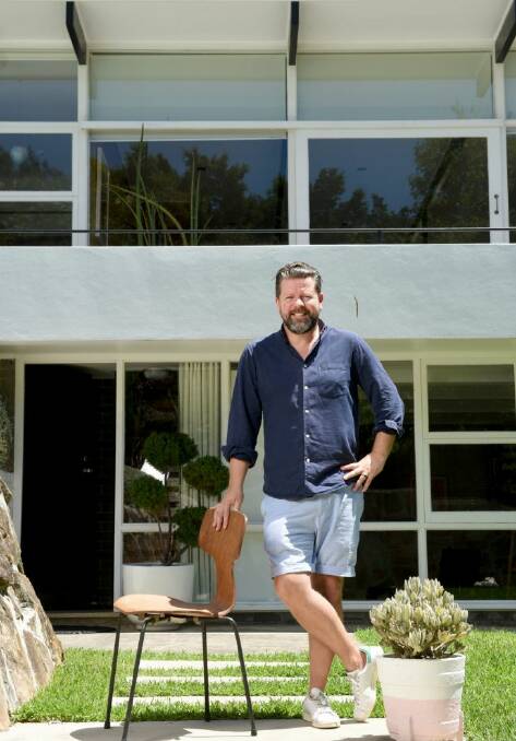 Comedian Tim Ross with his Hunters Hill Modernist home.
EMBARGOED TILL 22ND MARCH.
5TH February 2017
Photo: Steven Siewert