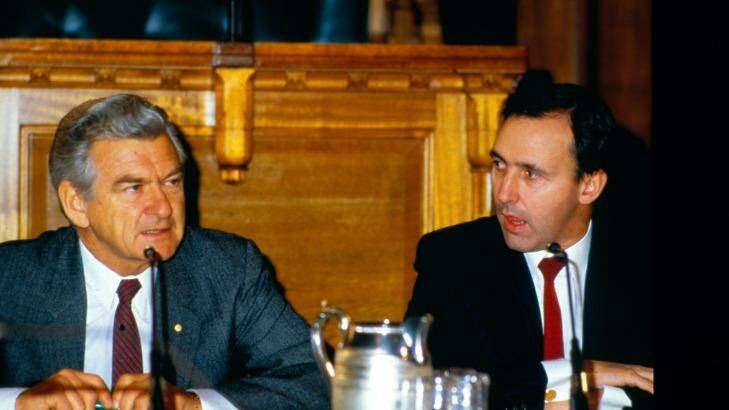 Then prime minister Bob Hawke with his treasurer Paul Keating at premiers' conference in 1986. Photo: Esther Beaton