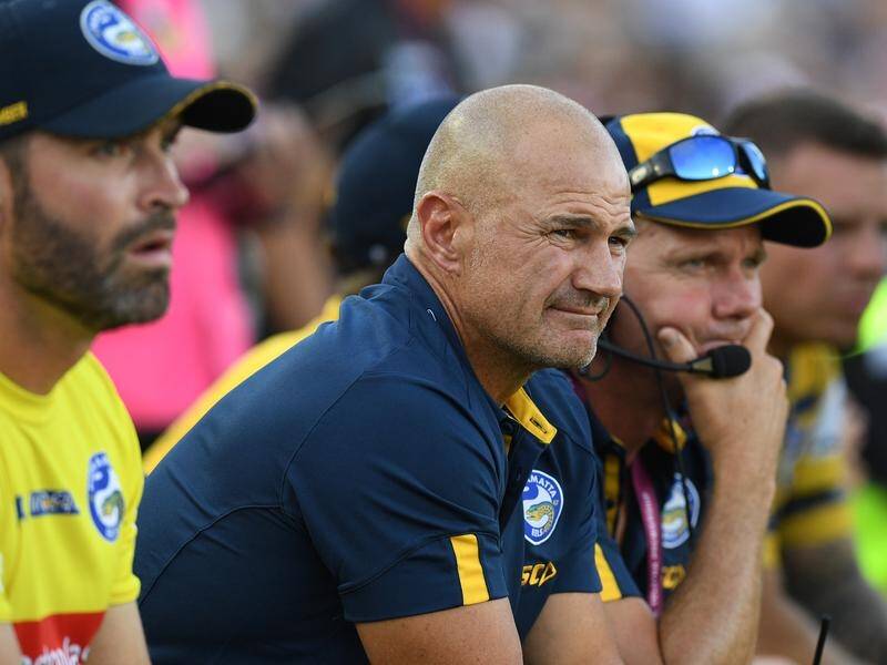 Eels coach Brad Arthur (centre) said there was only "one team playing" after his side's thrashing.