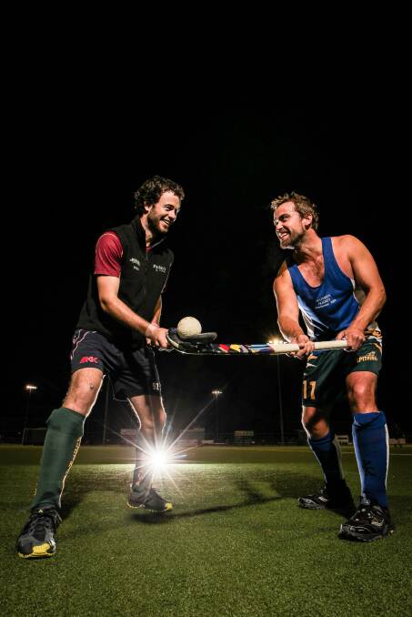 Spitfire leaders vice captain Dom Wild and captain Tony Donnolley will be juggling their side in the battle against Wests at the Albury Hockey Centre. Picture: DYLAN ROBINSON