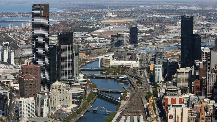 Melbourne CBD, right, and Southbank, left, which has one of the lowest vacancy rates in the country. Photo: Craig Abraham