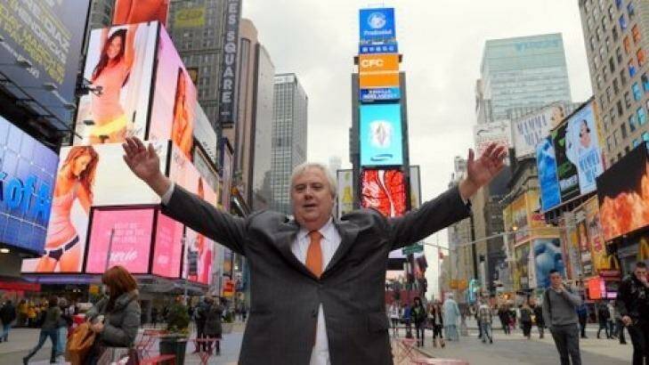 Clive Palmer in New York's Times Square in February 2013. Photo: Twitter