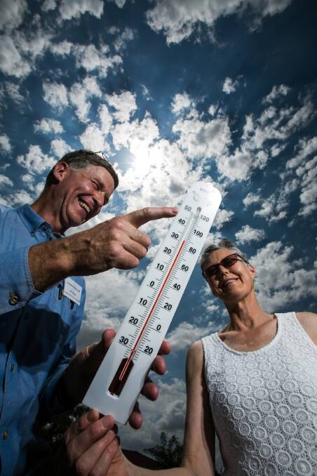 Lauriston Muirhead from WATCH and Barbara Robertson discuss the impact of rising temperatures on residents of the Border region and the whole of Australia. Picture: DYLAN ROBINSON