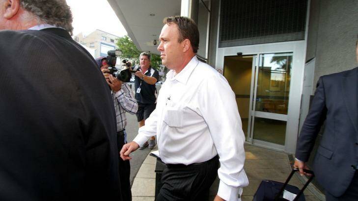 Gold Coast private investigator Mick Featherstone exits the Brisbane Watchhouse after being released on bail on Friday afternoon.  Photo: Michelle Smith