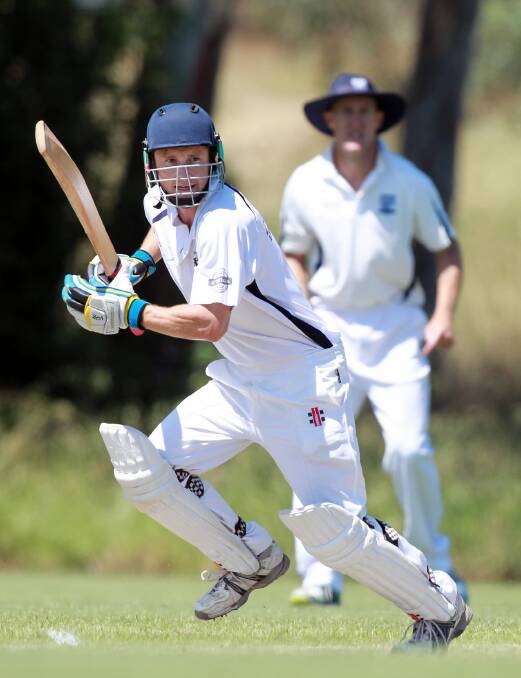 Kiewa’s Jason Bartel was in form for Kiewa before being run out for 56. Pictures: KYLIE ESLER