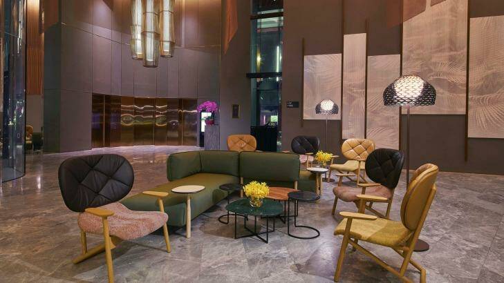 The lobby at Oasia Hotel Downtown Singapore. Photo: Supplied