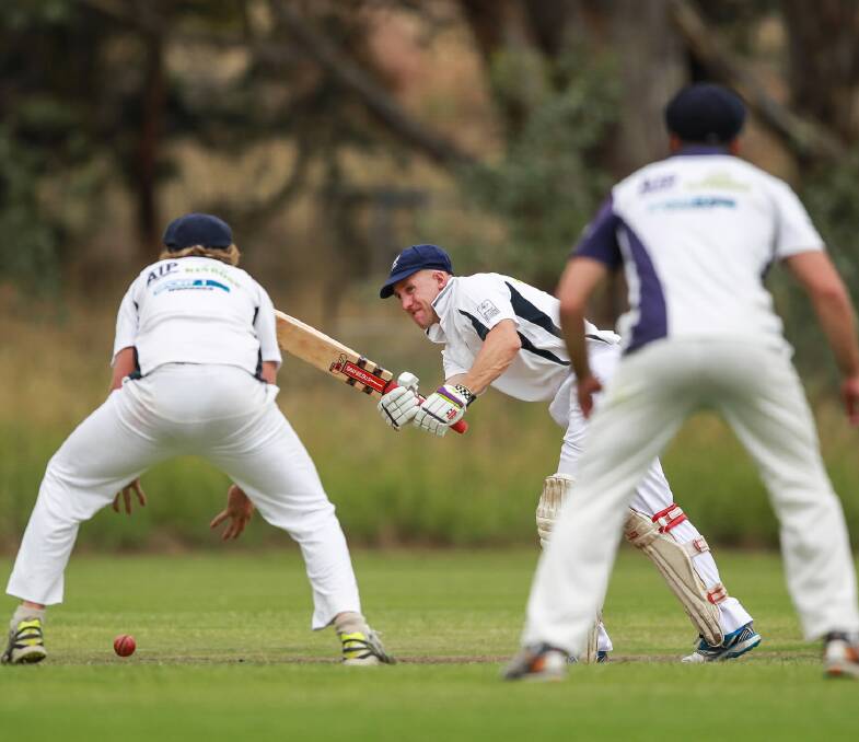 Eskdale’s Ben Paton returns the ball to the wicketkeeper in his team’s clash against the Rangers at Baranduda.