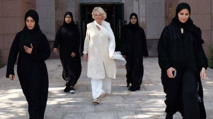 The Duchess of Cornwall was accompanied by female members of the UAE Presidential Guard for her tour of the Middle East. Photo: Instagram/@clarencehouse