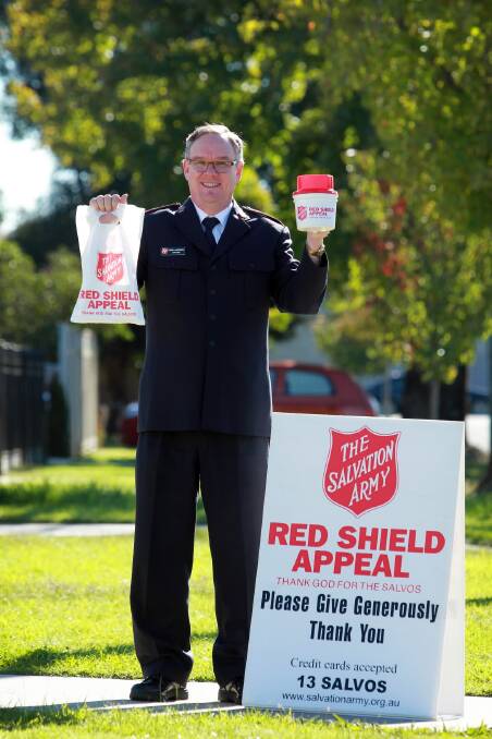 Salvation Army Wodonga Captain Russell Anderson is hoping to attract more volunteers to collect for the Red Shield Appeal on May 24-25. Picture: MATTHEW SMITHWICK