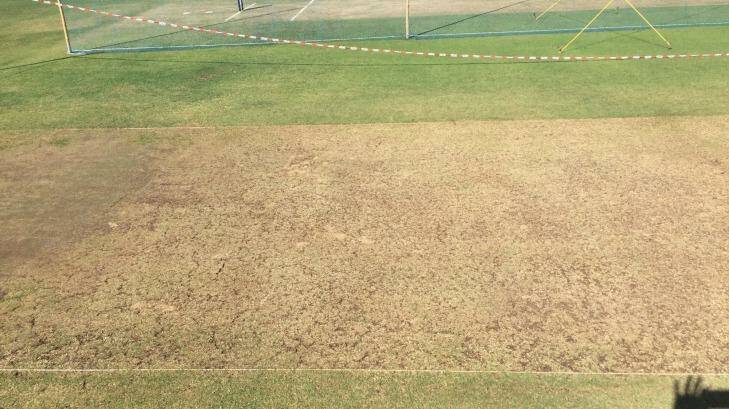 The ''poor'' pitch before the first Test at Pune. Photo: Andrew Wu