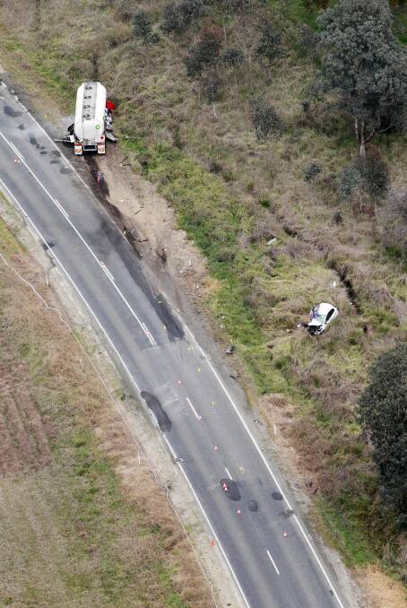The crash site on the Wodonga-Yackandandah Road, south of the Lindsay Road intersection. Picture: KYLIE ESLER