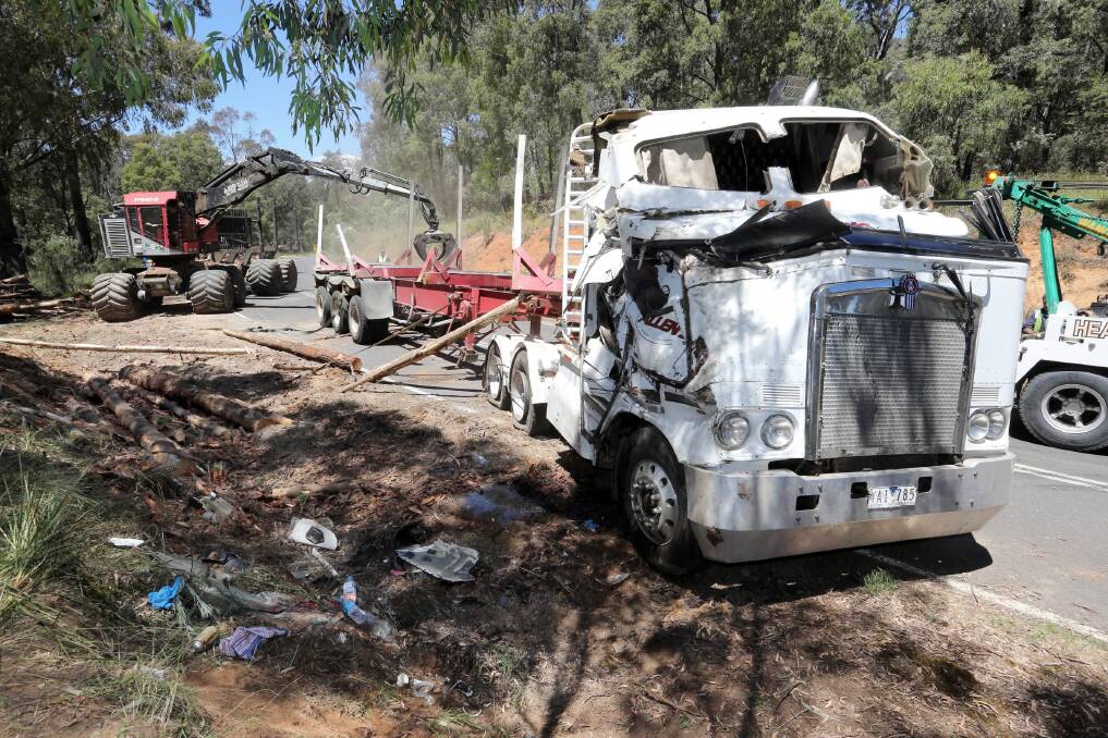 The Murray Valley Highway near Koetong has been the scene of four serious truck crashes, including this one in November, locals said.
