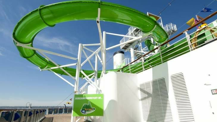 Green Thunder FlowRider is the steepest waterslide at sea.