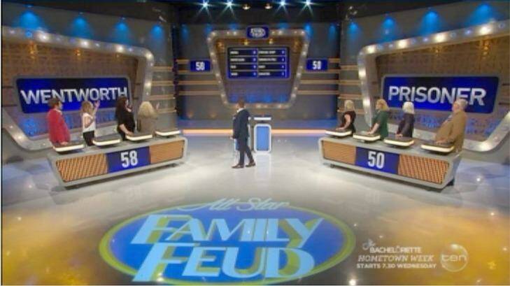 Old meets new: All Star Family Feud featured the casts of Wentworth v Prisoner. Photo: Ten