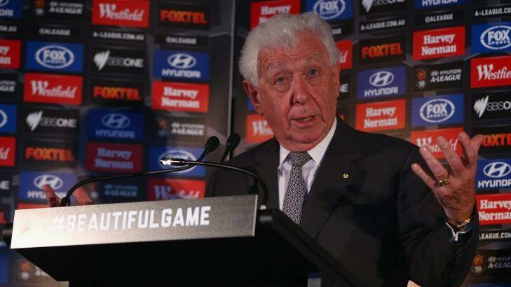 "I'm confident – more than confident – that we will be doubling, if not tripling, our viewers, spectators and [quality of] football in ten years' time": FFA chairman Frank Lowy.  Photo: Mark Kolbe