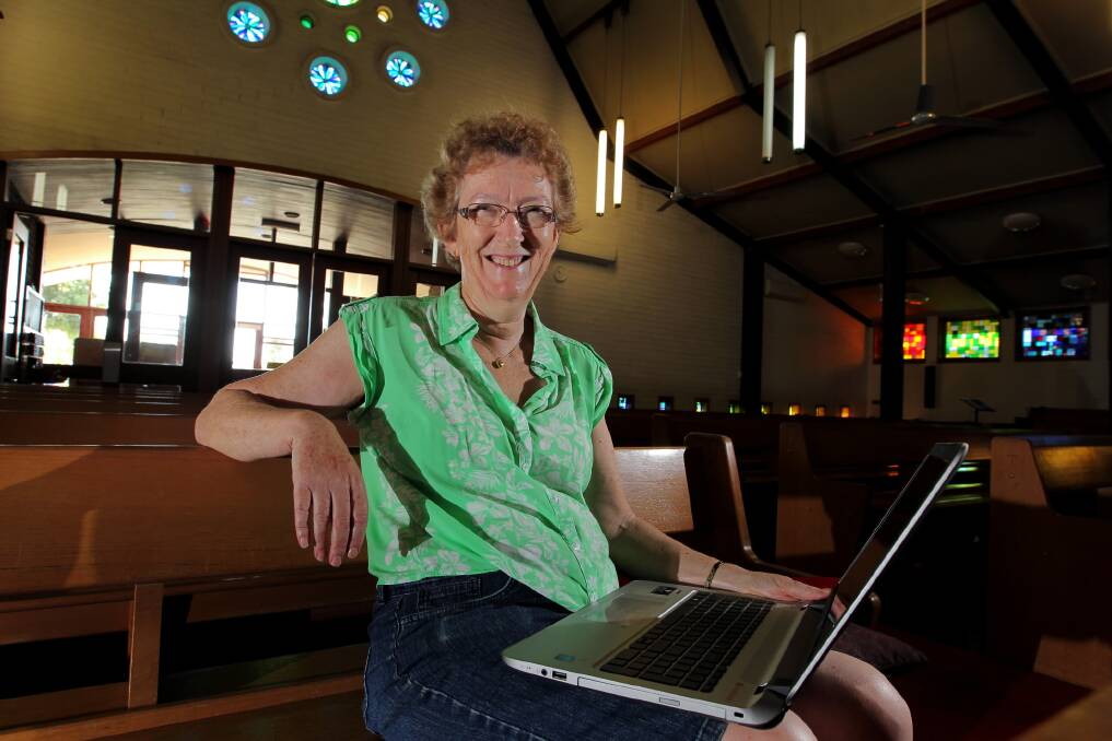 LEFT: Outreach co-ordinator Rosemary Currie says the church help program will soon be up to date, thanks to the new donated laptop. Picture: DAVID THORPE