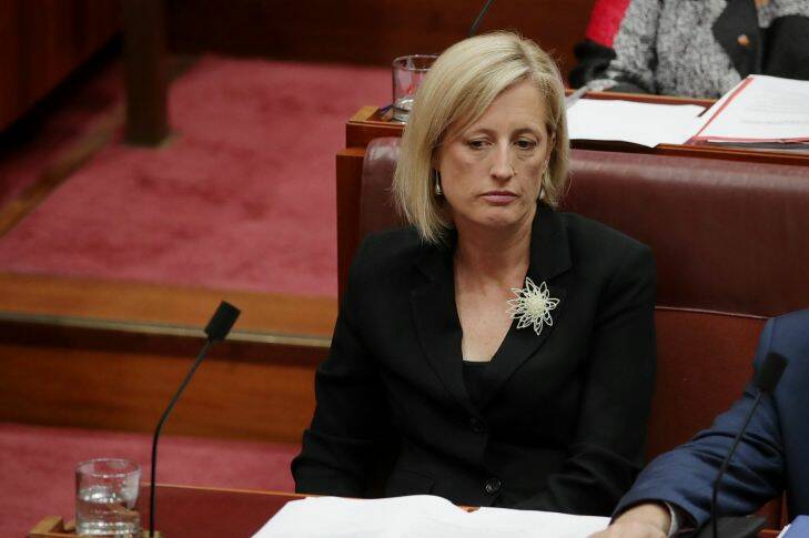 Senator Katy Gallagher in the Senate at Parliament House in Canberra on Wednesday 6 December 2017. fedpol Photo: Alex Ellinghausen