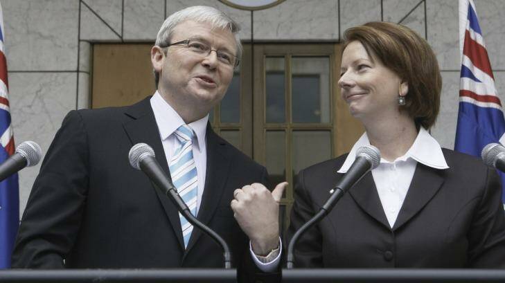 Before the leadership challenges: Kevin Rudd and Julia Gillard. Photo: Andrew Meares 