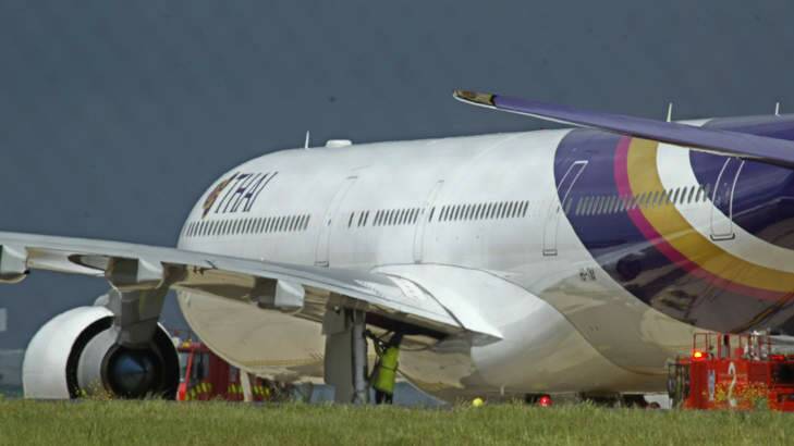 A Thai Airways Airbus A340 that landed heavily at Melbourne Airport in 2005. Photo: Craig Abraham