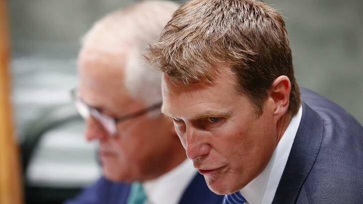 Social Services Minister Christian Porter, pictured with the Prime Minister, defended the changes in question time on Wednesday. Photo: Alex Ellinghausen