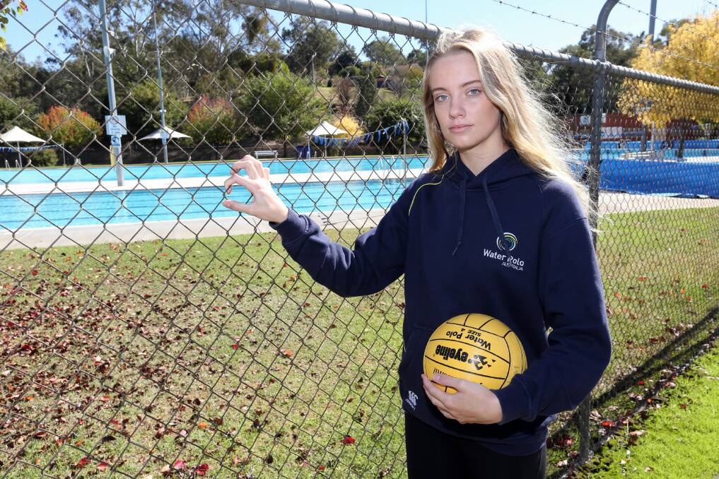 Bridget Johnston, 16, was selected for the under-18 Australian team but is unable to continue her training schedule at home because the pool is closed. Picture: PETER MERKESTEYN
