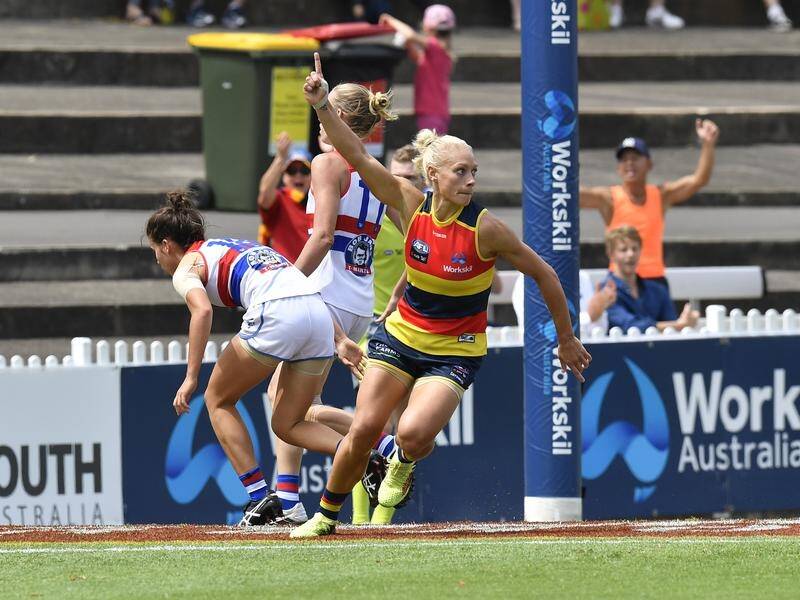 Erin Phillips contributed 26 of the Crows' 41 points in their AFLW victory over the Bulldogs.