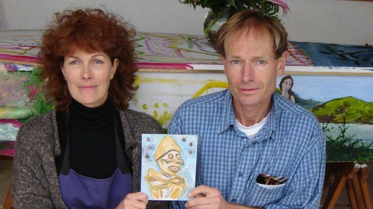 Sean Davison and his sister Mary, in front of their mother's coffin in October 2006. Photo: Supplied