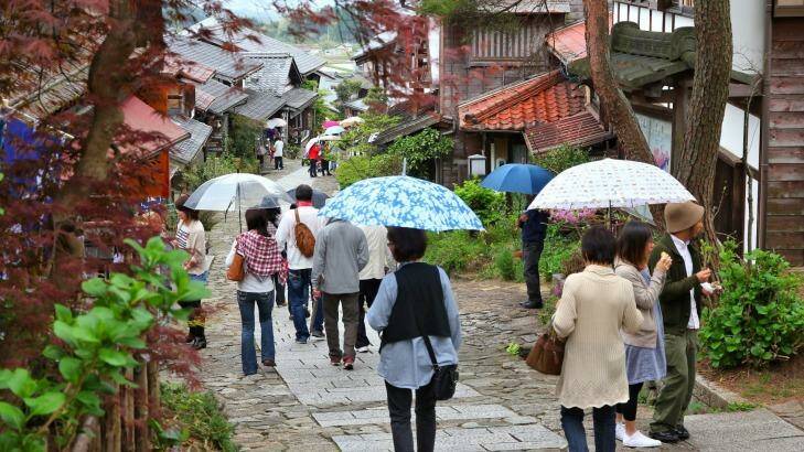 People visit old town of Magome.