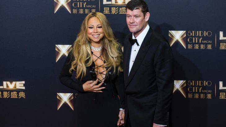 Mariah Carey and James Packer at the gala opening of Packer's new casino in Macau in October.  Photo: Justin Chin