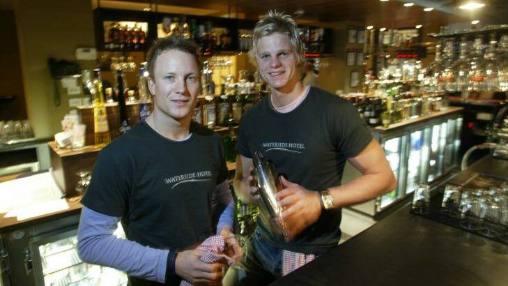 Nathan Brown and Nick Riewoldt are giving up their pub business at the Waterside Hotel.  Photo: Supplied