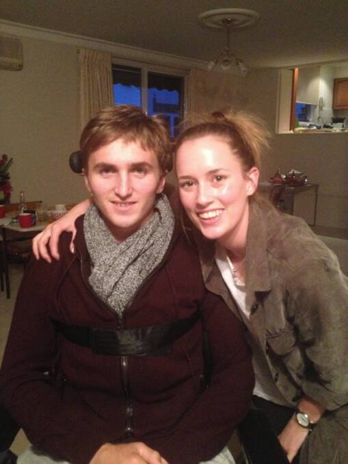 Albury footballer James McQuillan, pictured with his girlfriend Kathryn James, says he has been overwhelmed by the support that has been shown since he was seriously injured against Yarrawonga.