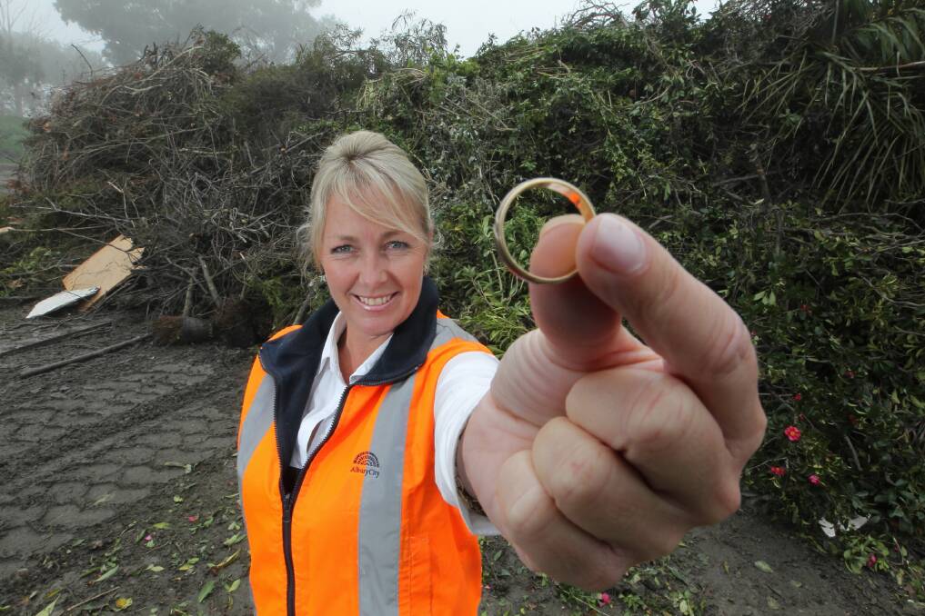 Andrea Baldwin with a ring which was found in the green waste area. She is hoping to find the owner. Picture: DAVID THORPE