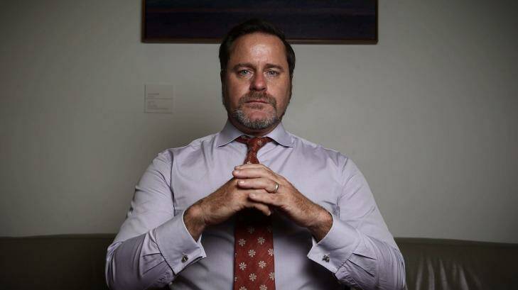 Greens Senator Peter Whish-Wilson with his bull and bear cufflinks. Photo: Andrew Meares