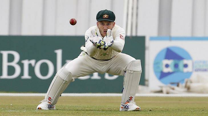 Eyes on the prize: Peter Nevill keeps wicket against Derbyshire. Photo: Craig Brough