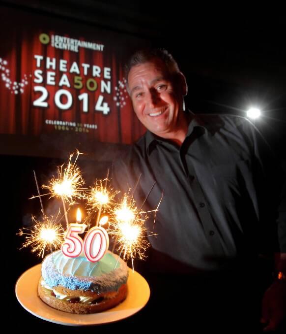 Albury Entertainment Centre manager Brendan Maher is celebrating the 50th anniversary of the venue with cake. Picture: DAVID THORPE